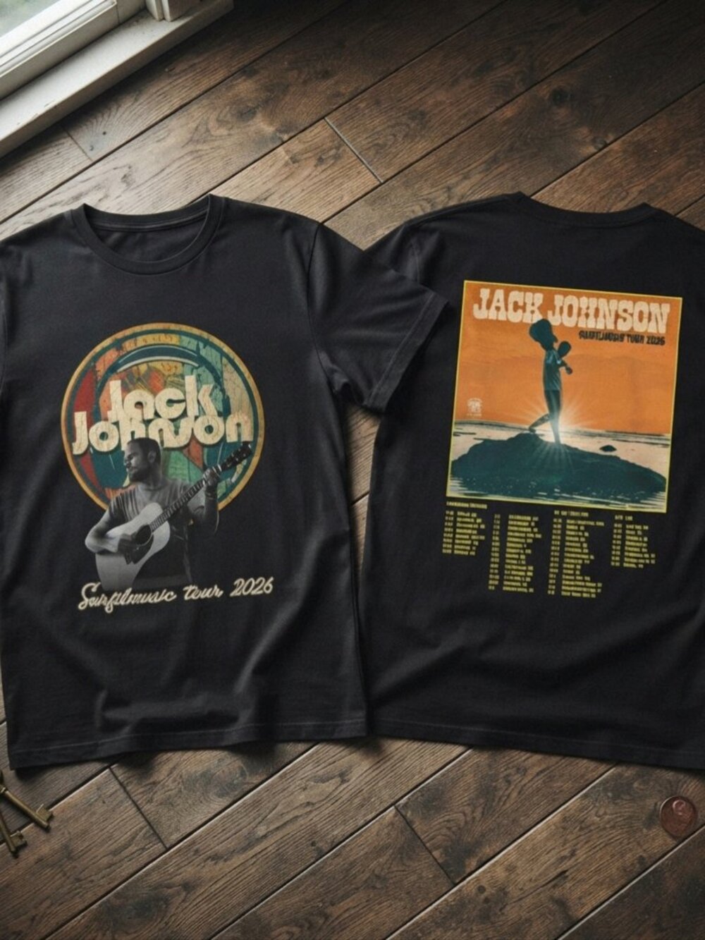Vintage Surf Music Tour 2026 Graphic Tee Beach Sunset Unisex Shirt